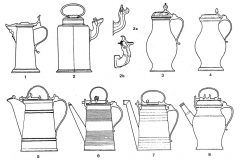 Alte Entwurfszeichnungen von Zinnkrügen  Tafel 1