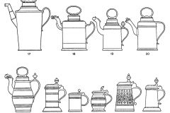 Alte Entwurfszeichnungen von Zinnkrügen  Tafel 3