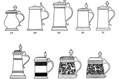 Alte Entwurfszeichnungen von Zinnkrügen  Tafel 4